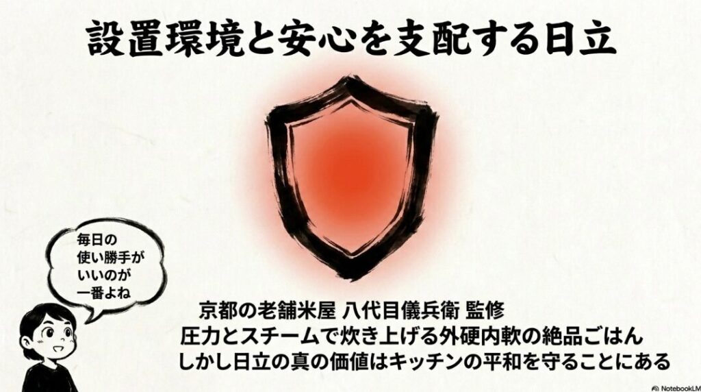 日立のRZ-V100JM/KMが採用する、最上位機と同等の「鉄」素材の内釜を解説。発熱効率の最大化と約790gという驚異的な軽量化のメリットを提示